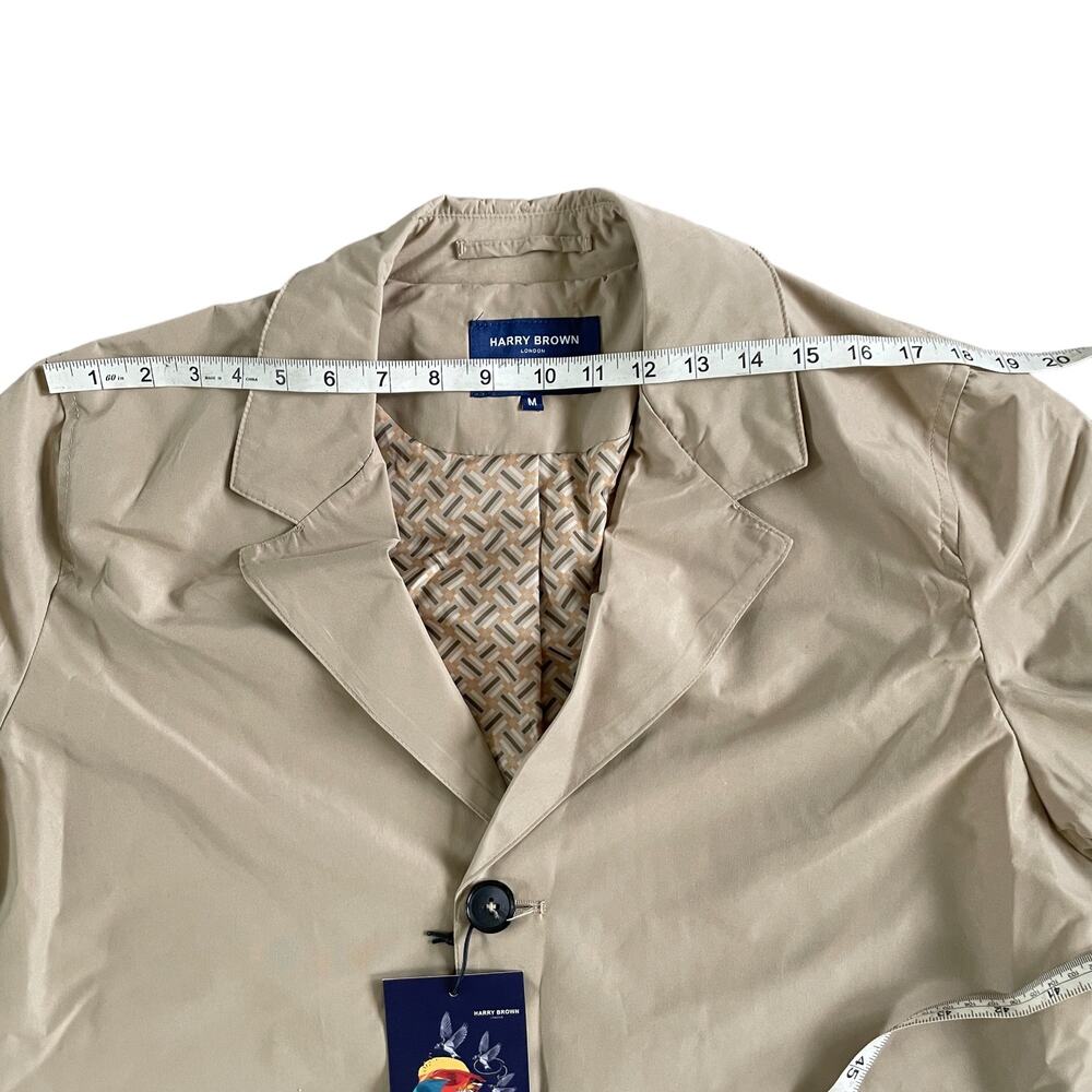 Harry Brown Men's Single Breasted Trench Raincoat Coat in Stone | Size M NEW - Picture 8 of 12